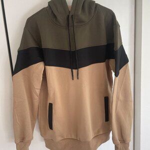 NWOT Colorblock Sweatshirt Tan/Black/Olive Unisex Sz M